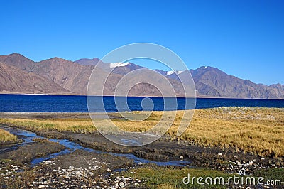 pangong lake blue sky Stock Photo