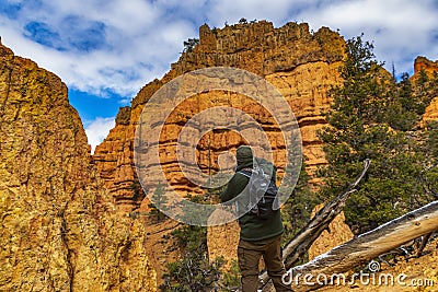 PANGUITCH, UNITED STATES - May 23, 2019: Photographer taking pictures in Red Canyon State Park, Utah Editorial Stock Photo
