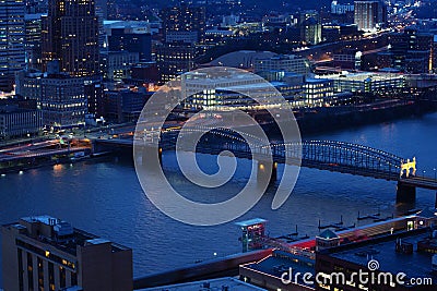 Panhandle Liberty bridge in Pittsburg at night Stock Photo