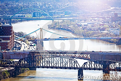 Panhandle Liberty and South Tenth Street Bridges Stock Photo