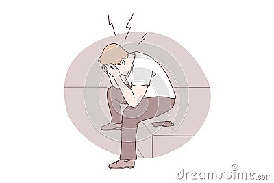 Panic attack, emotional stress, depression concept Vector Illustration