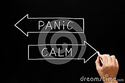 Panic or Calm Arrows Concept Stock Photo