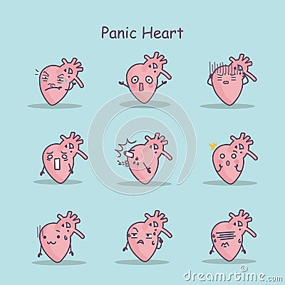 Panic cartoon Heart set Vector Illustration