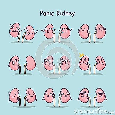 Panic cartoon kidney Vector Illustration