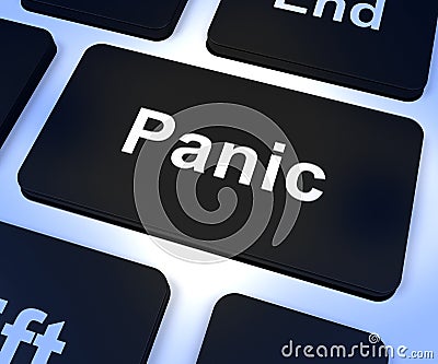 Panic Computer Key Showing Anxiety Stress And Hysteria Stock Photo