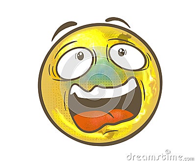 This panic emoticon is from a collection of unique hand drawn emojis. Stock Photo