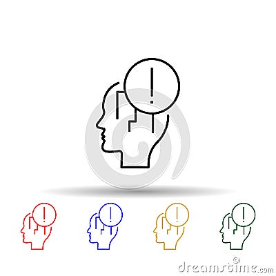 Panic, exclamation, head multi color style icon. Simple thin line, outline vector of creative thinking icons for ui and ux, Stock Photo