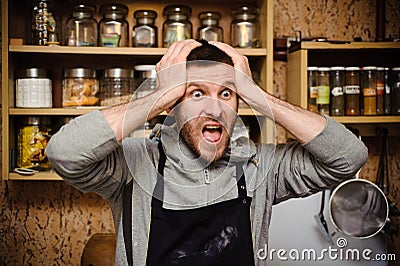 Panic in the kitchen Stock Photo