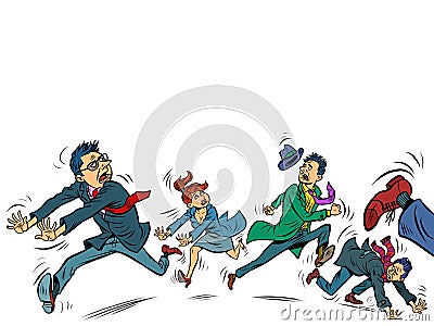 Panic people are running Vector Illustration