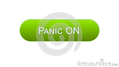 Panic on web interface button clicked with mouse cursor green color, site design Stock Photo