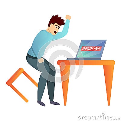 Panicked worker icon, cartoon style Vector Illustration