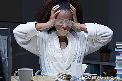 Panicking in the night before test Stock Photo