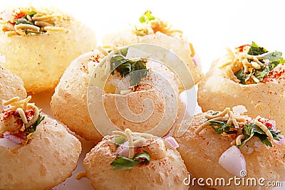 Panipuri stuffed with tasty snack Stock Photo