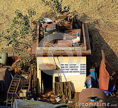 Workmans hut in the port of Panjim Editorial Stock Photo