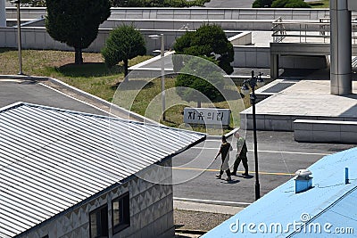 UN peacekeepers soldier. The demarcation line between South and North Korea Editorial Stock Photo