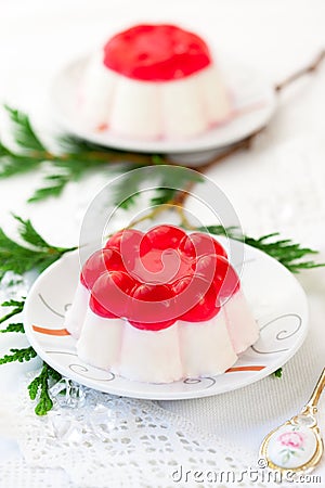 Panna cotta with fruit jelly Stock Photo