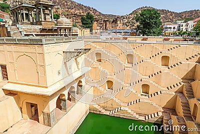 Panna Meena ka Kund step-well in Jaipur or pink city, Rajasthan, India Stock Photo