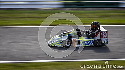 Blue/White Racing Go-Kart Editorial Stock Photo