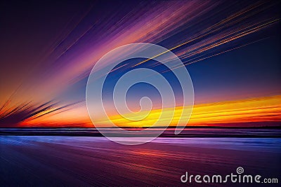 panning shot of a colorful sunrise, with long exposure and slow shutter speed Stock Photo