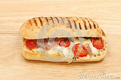 Pannini on a wooden board Stock Photo
