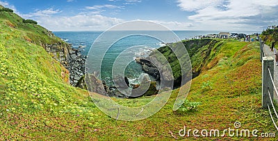 Pannoramic view at the tip of Lizard Point,overlooking calm blue seas Editorial Stock Photo