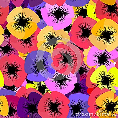 Pano seamless flower pansy Vector Illustration