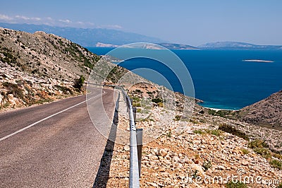 Panoamic viewpoint and street on way to Stara Baska Stock Photo