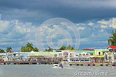 Panoram of Belize city port Editorial Stock Photo