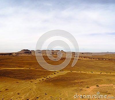 Panorama with Adrar mountain near Terjit, rocks and gorge, Mauritania Stock Photo