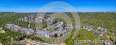 Panorama in an aerial view of an apartment complex buildings in Austin, Texas Stock Photo