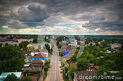 Panorama aerial view to Zaraysk from Old water tower , Moscow region, Russia Stock Photo