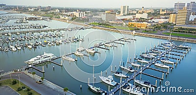 Panoramic view waterfront downtown of Corpus Christi with marina Stock Photo