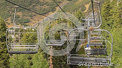 Panorama Amazing view of chairlifts over the ski resort in park City Utah in summer Stock Photo