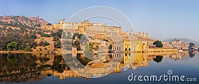 Panorama of Amer (Amber) fort, Rajasthan, India Stock Photo