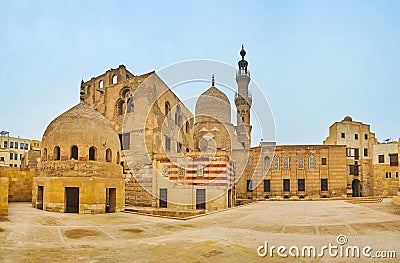 Panorama of Amir Khayrbak Funeral Complex, Cairo, Egypt Stock Photo