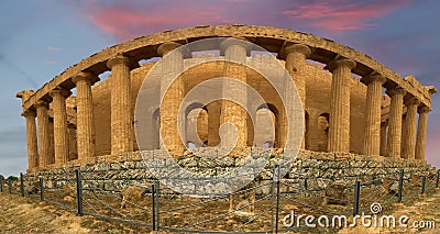 Panorama Ancient Greek temple of Concordia Stock Photo