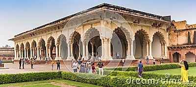 Panorama of the Anguri Bagh building in the Red Fort of Agra Editorial Stock Photo