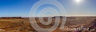 panorama of arid landscape in Kanku National Park with The Breakaways rock formation near Coober Pedy, South Australia Stock Photo