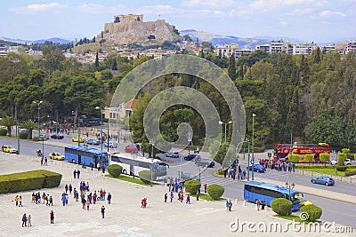 Panorama of Athens , Greece Editorial Stock Photo