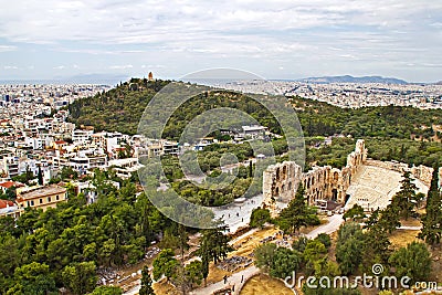 Panorama of Athens, view from the Acropolis Stock Photo