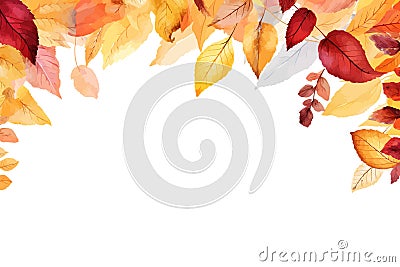 Panorama Autumn Colorful watercolour Background. Vector illustration design Cartoon Illustration