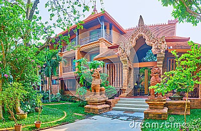 Panorama of Baan Phor Liang Meun Terracotta Arts Hotel, on May 4 in Chiang Mai, Thailand Stock Photo