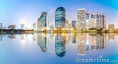 Panorama of Bangkok city at night, Thailand Editorial Stock Photo
