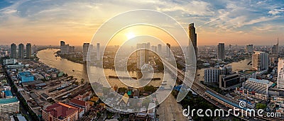 Panorama of Bangkok city skyline ,Thailand. Stock Photo