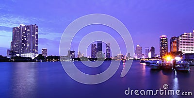 Panorama Bangkok river city Stock Photo