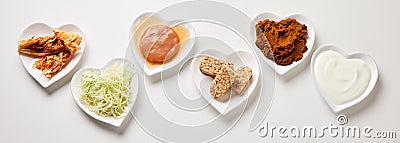 Panorama banner of healthy fermented foods Stock Photo