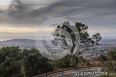 Panorama of Barcelona from Mount Tibidabo Stock Photo