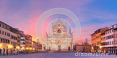 Basilica di Santa Croce at sunrise, Florence Italy Stock Photo