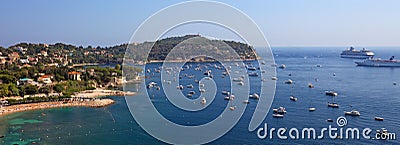 French riviera panorama Provence Nice Monaco Cannes beach yachts yacht coast cote dazur France famous blue sea sky summer water Stock Photo