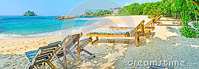 Panorama with beach chairs Stock Photo